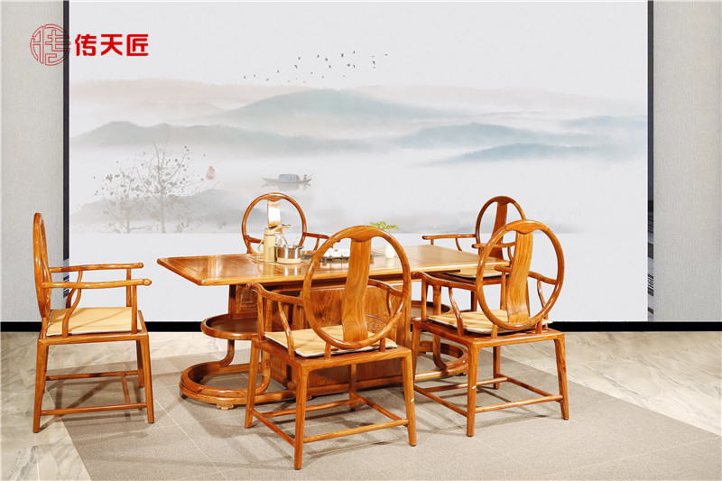 传天匠红木 缅甸花梨新中式 至善系列  茶台休闲家具 全屋整装定制